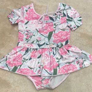 Sweet Honey: Floral Pink and White leo/leotard